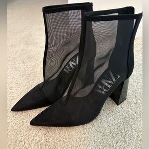 Zara Black Mesh Heeled Boots